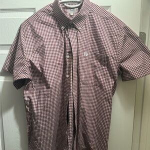 Cinch Men's Burgundy and White Checkered Button Down Shirt